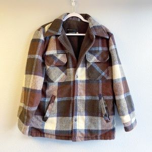 Vintage Plaid Fleece Oversized Shacket Pockets